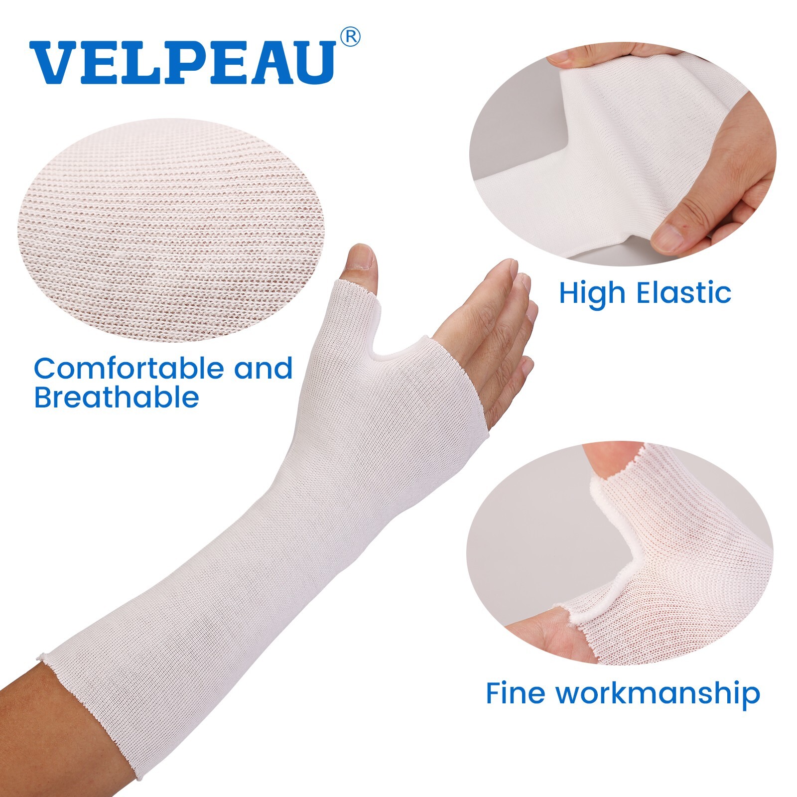 VELPEAU Wrist and Thumb Spica Stockinette (Pack of 10) Comfy Arm Sock Sleeve
