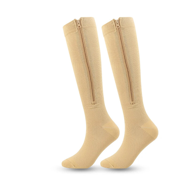 1 Pairs Zipper Compression Socks Men Women Stockings Support Graduated 20-30mmH