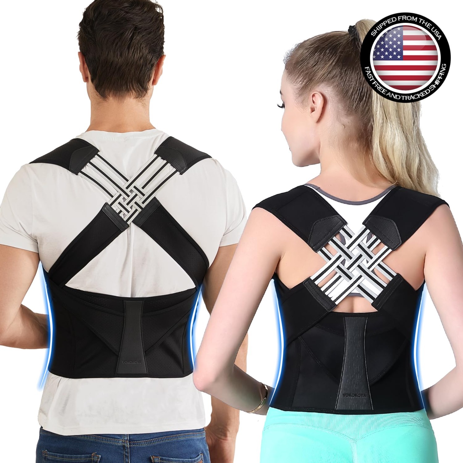 Black Adjustable Posture Corrector – Effective Support for Hunchback & Scoliosis