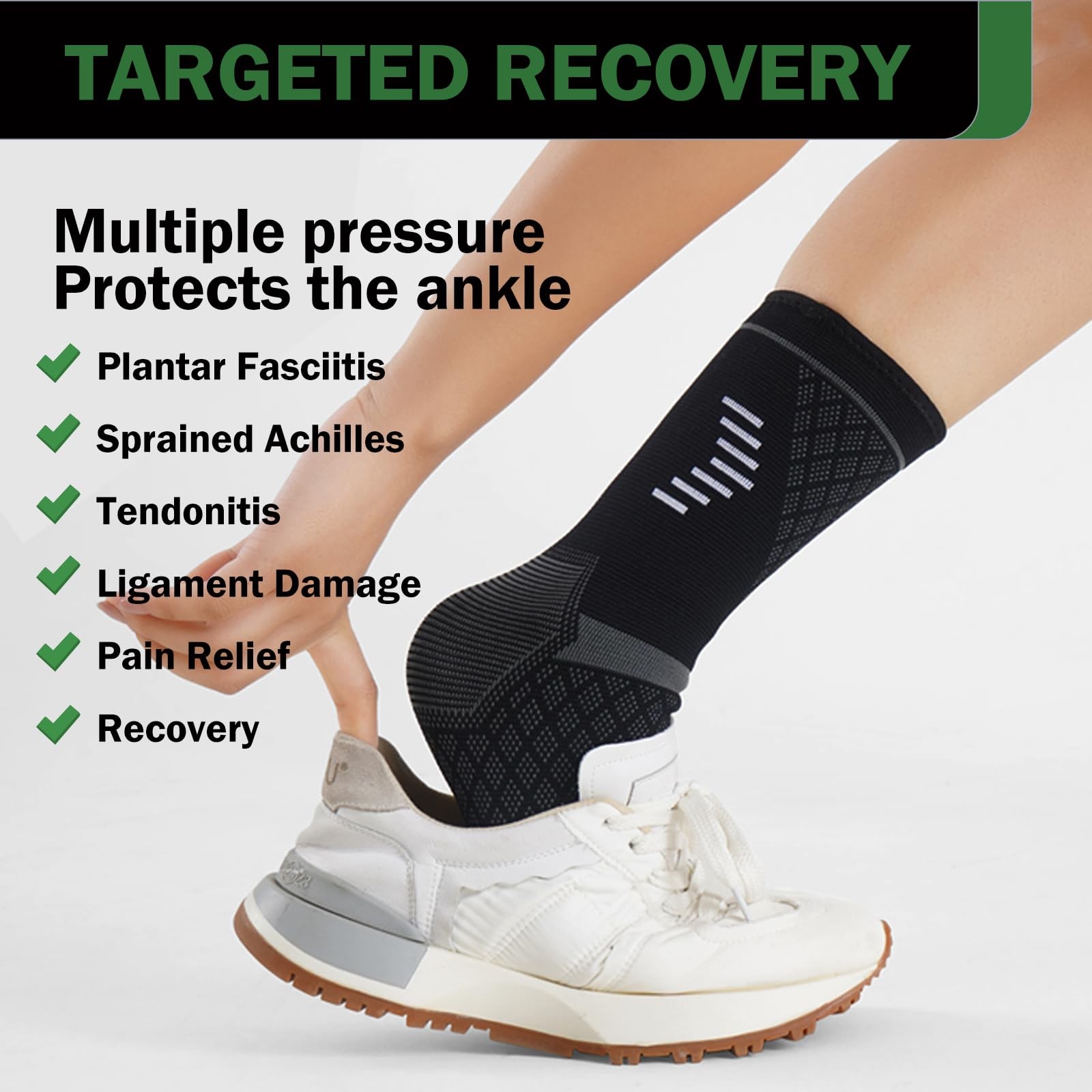 2 Pack Ankle Brace Compression Sleeve Foot Socks for Injury Recovery Joint Pain