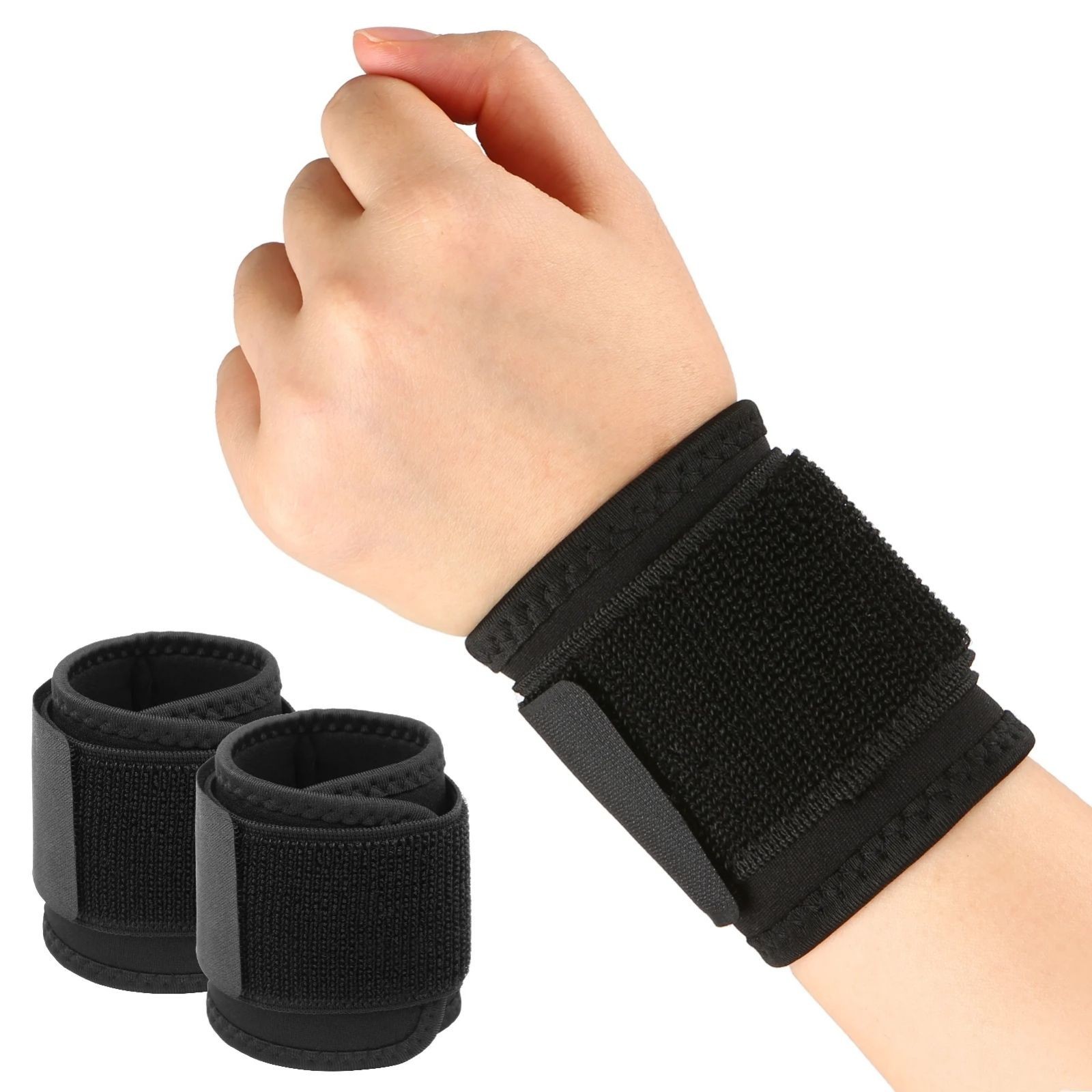 2 pcs Adjustable Wrist Support Brace Wrap for Sports Fitness Office Pain Relief