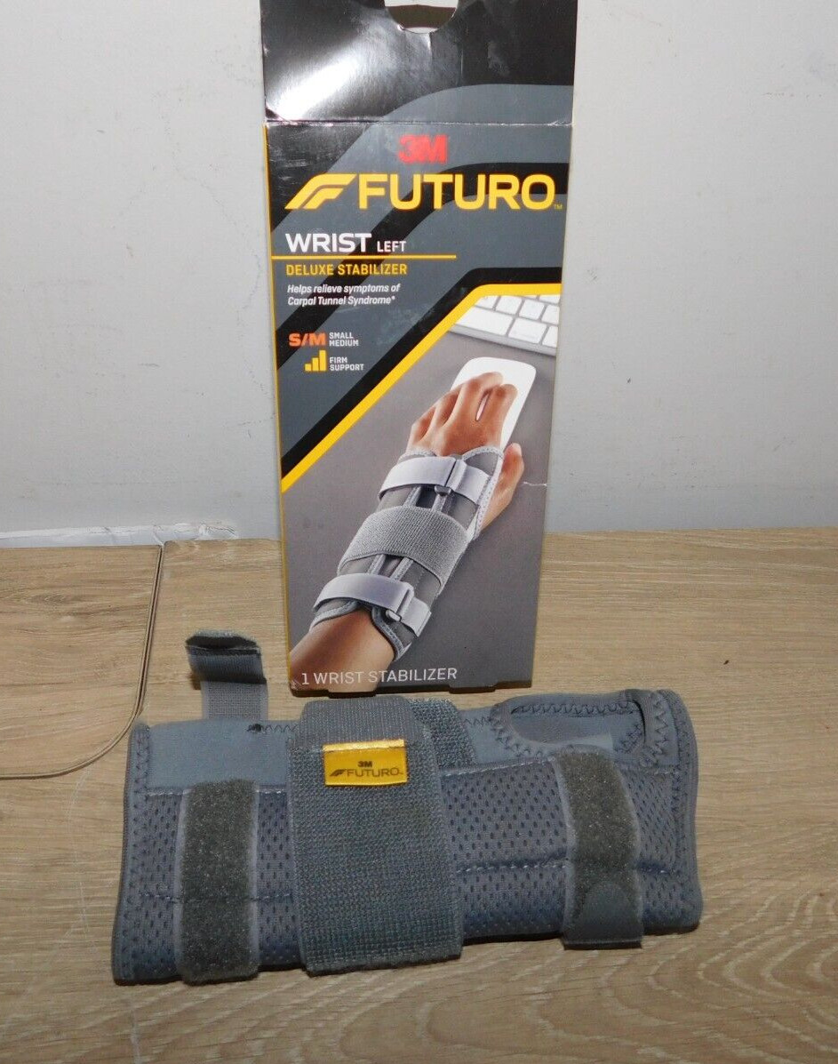 3M Futuro Left Wrist Deluxe Stabilizer, Sm/Med, Gray, Adjustable Support, 4/105