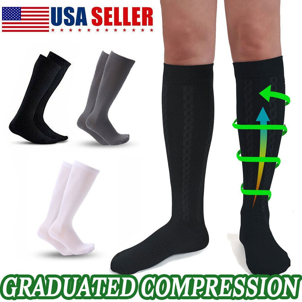 3X Pack of Compression Socks 20-30mmHg – Knee High Calf Support for Circulation