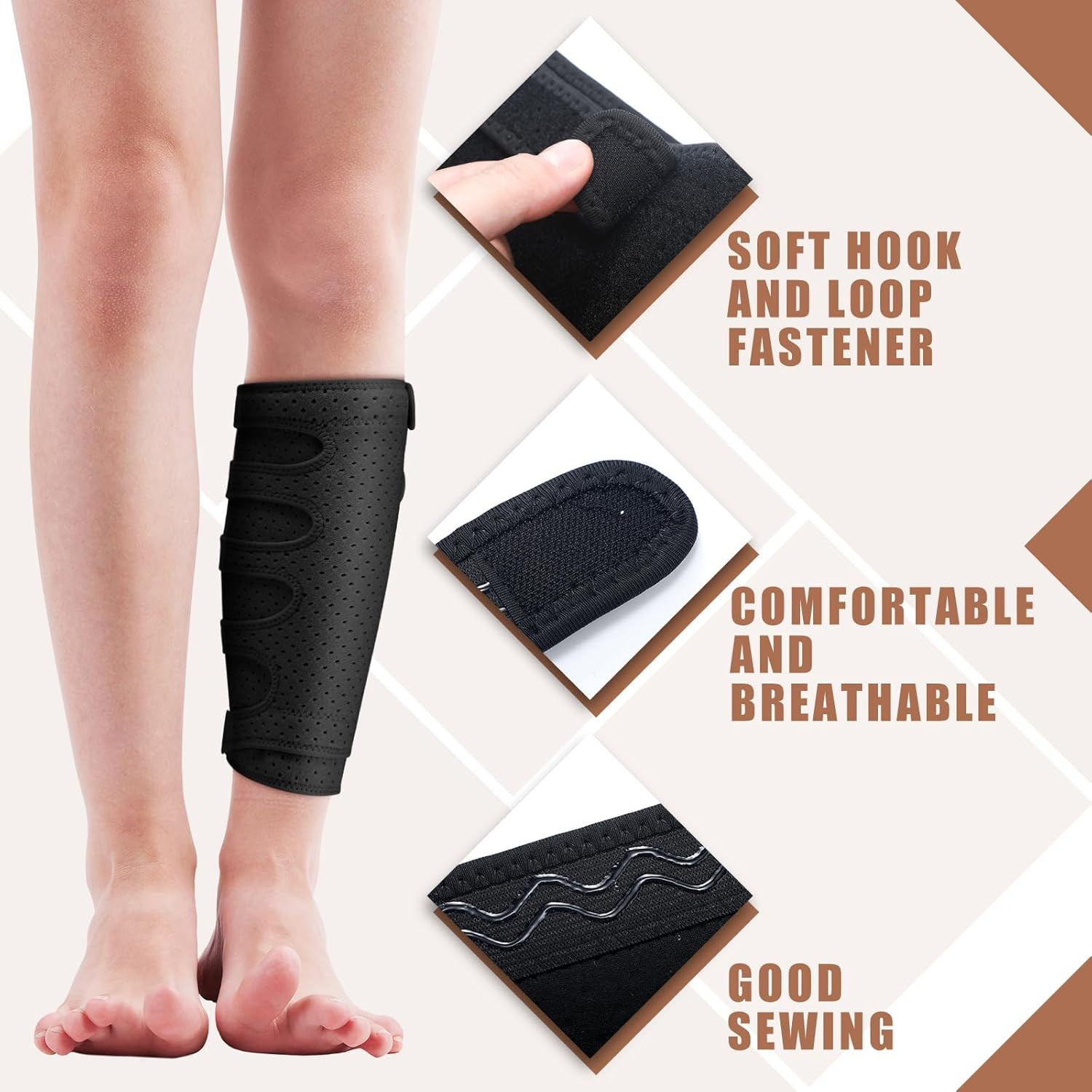 Hoolerry 2 Pcs Lymphedema Compression Wraps Calf Adjustable Brace 5 Strap Leg Wr