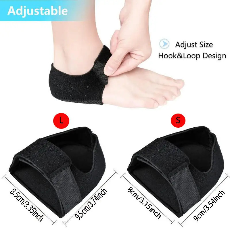 1 Pair Silicone Heel Pads Shock Absorption Relieving Leg Pressure Adjustable Str