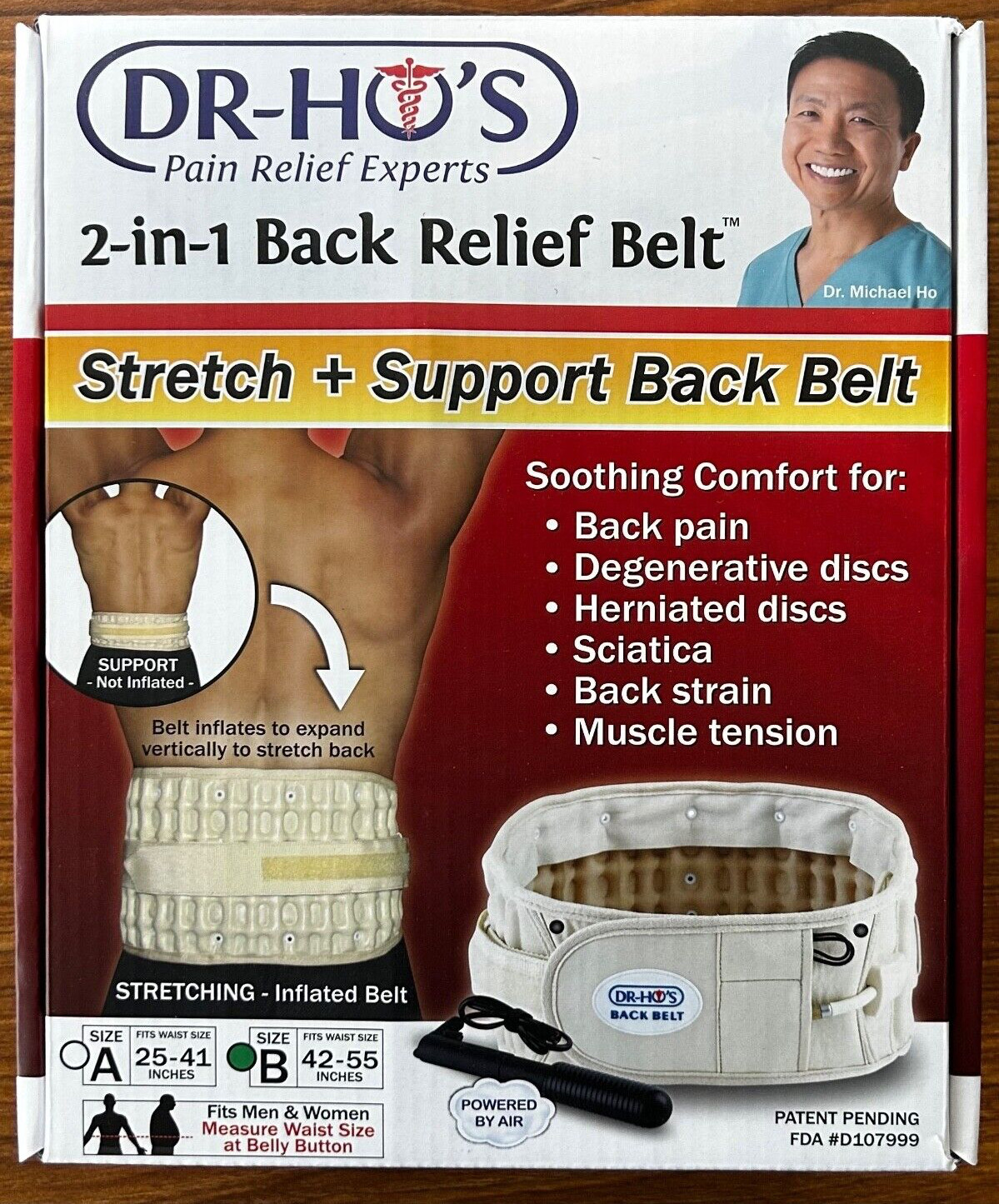 Inflatable Lumbar Traction Belt Decompression Pain Relief Waist Support Brace US