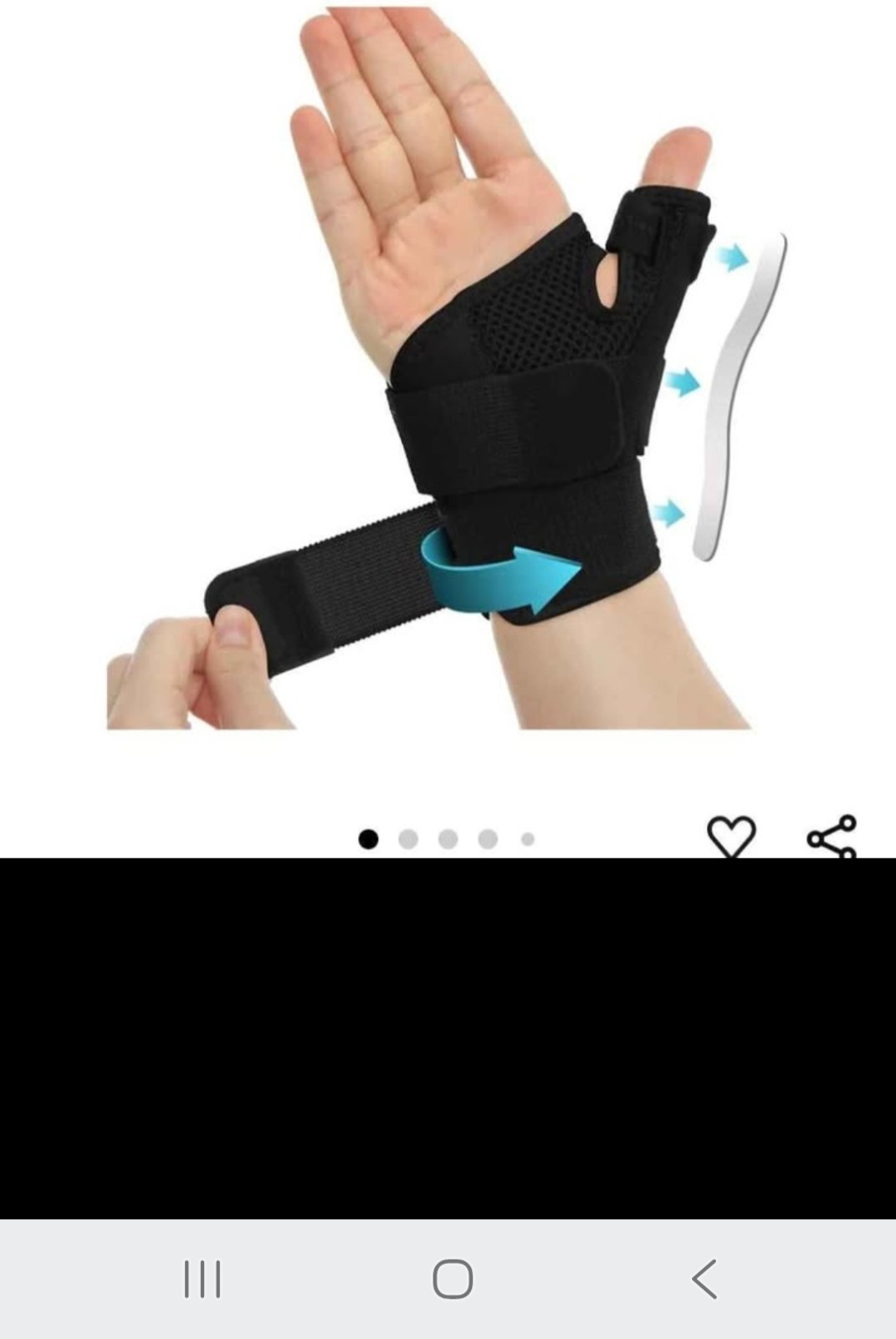 Thumb Brace Splint for Right & Left Hand Unisex Black