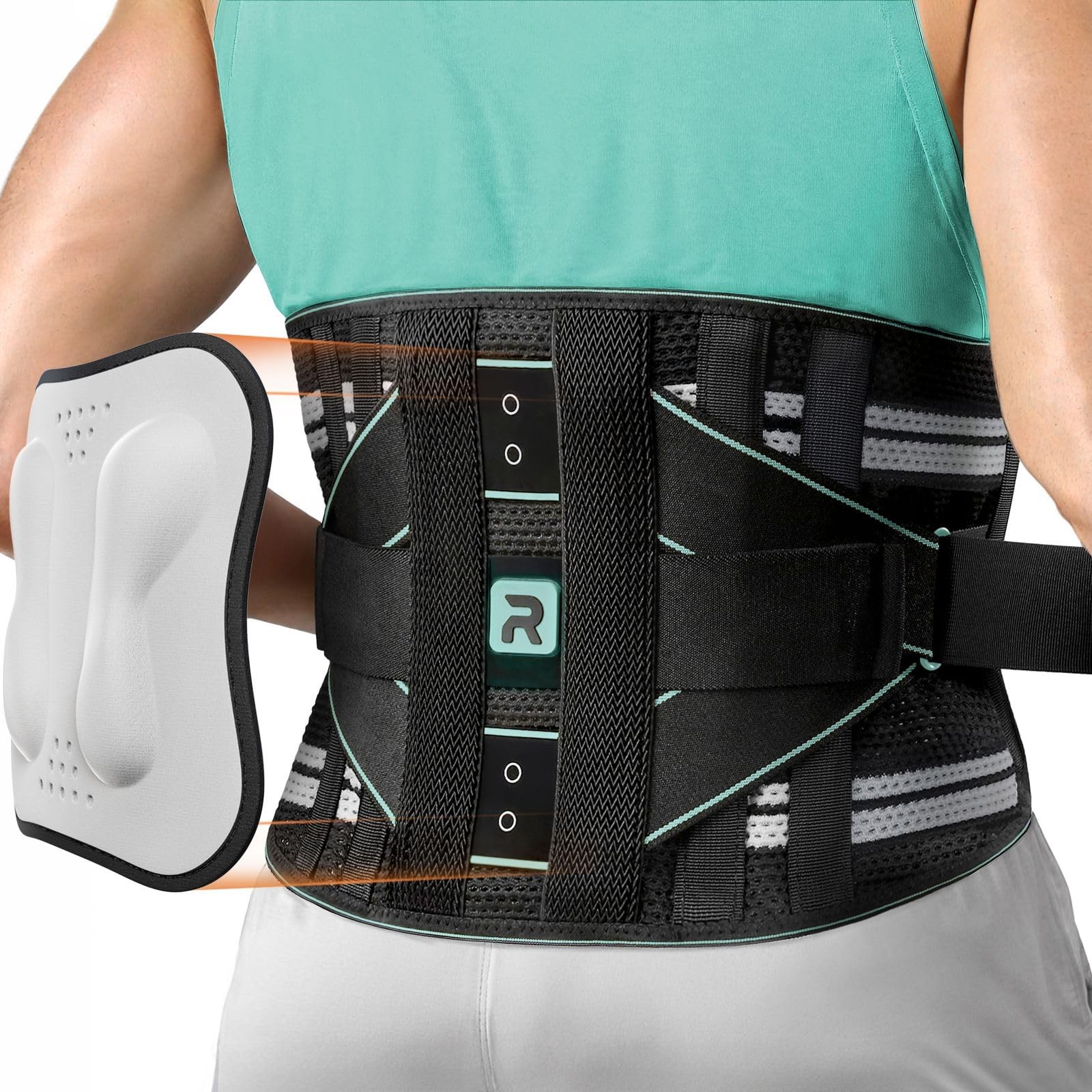 Back Brace for Lower Back for Women Men, Elastic Back Support Belt with 8 Sta…