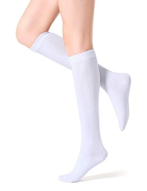 Women’s Knee High Socks Outdoor Sport Athletic Socks Casual One Size White