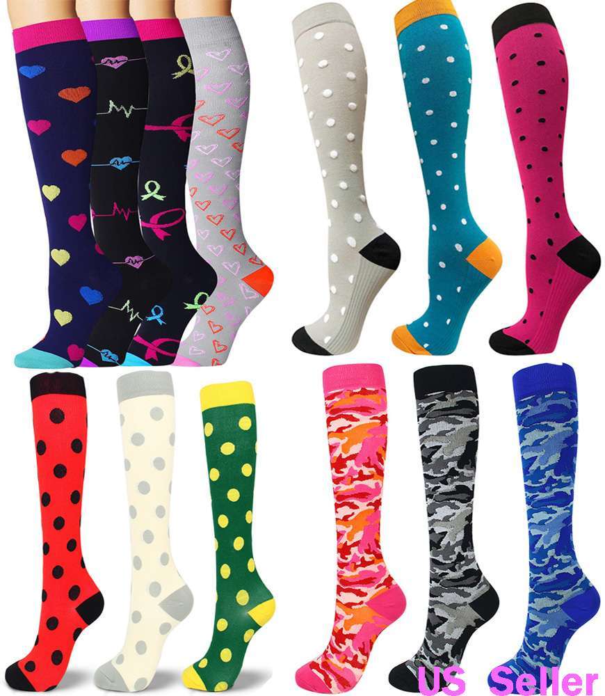 Compression Socks Stockings Knee High Womens Mens Medical 20-30 mmHG S/M-X/XL US