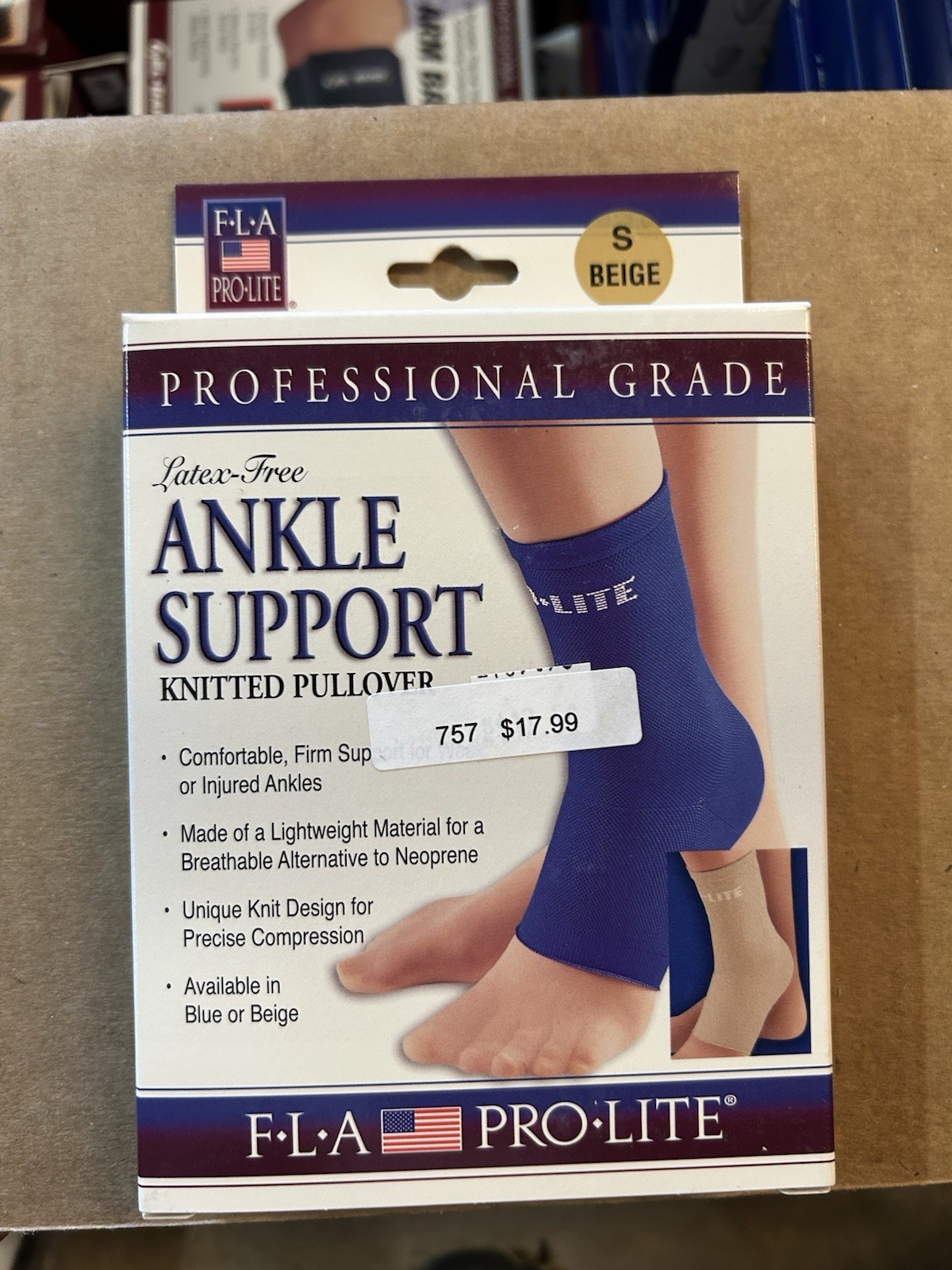 FLA Orthopedics Pro Lite Ankle Support Pullover Small Beige