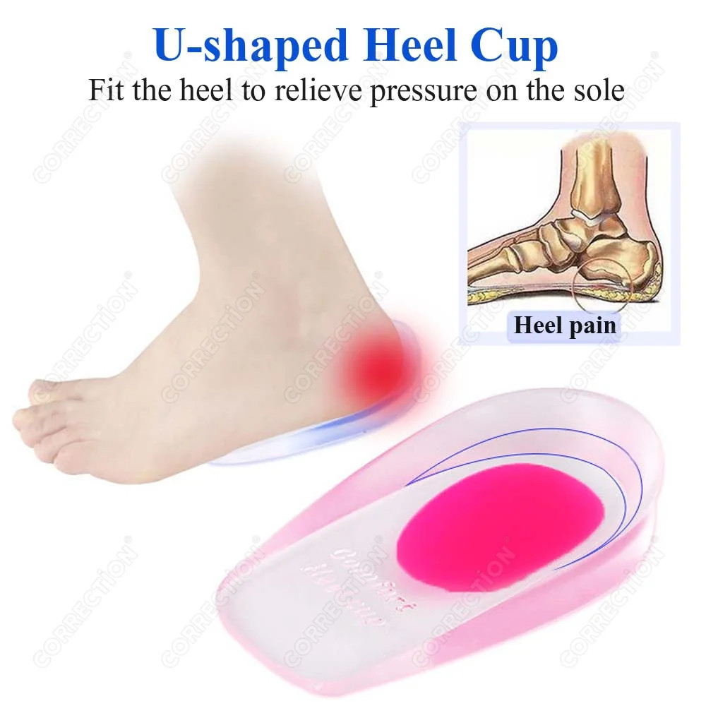 Soft Silicone Gel Insoles for Heel Spurs Pain Foot Cushion Foot Massa