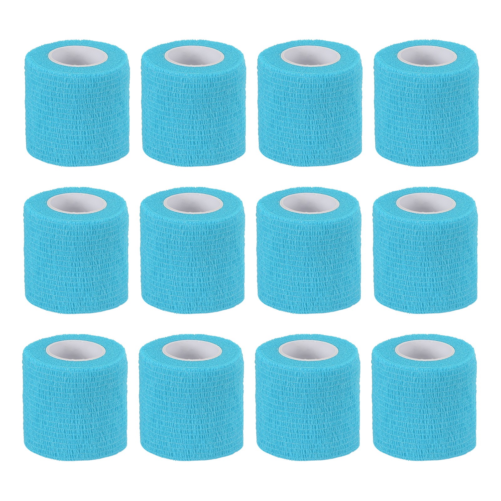 2″ x 177″ 12 Pcs Self Adhesive Bandage Wrap Elastic Self Tape Sky Blue