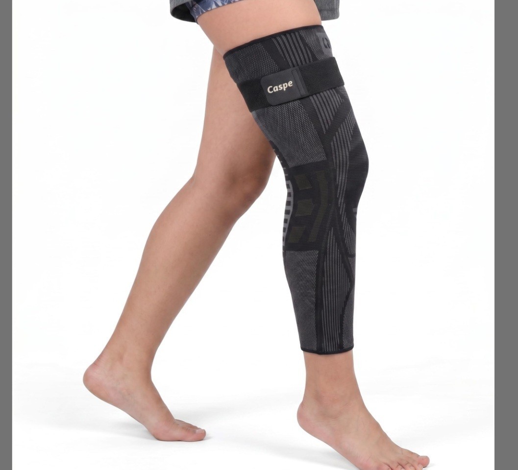 *Leg Compression Sleeve With Strap, Full Length Thigh Knee Calf Medium 1