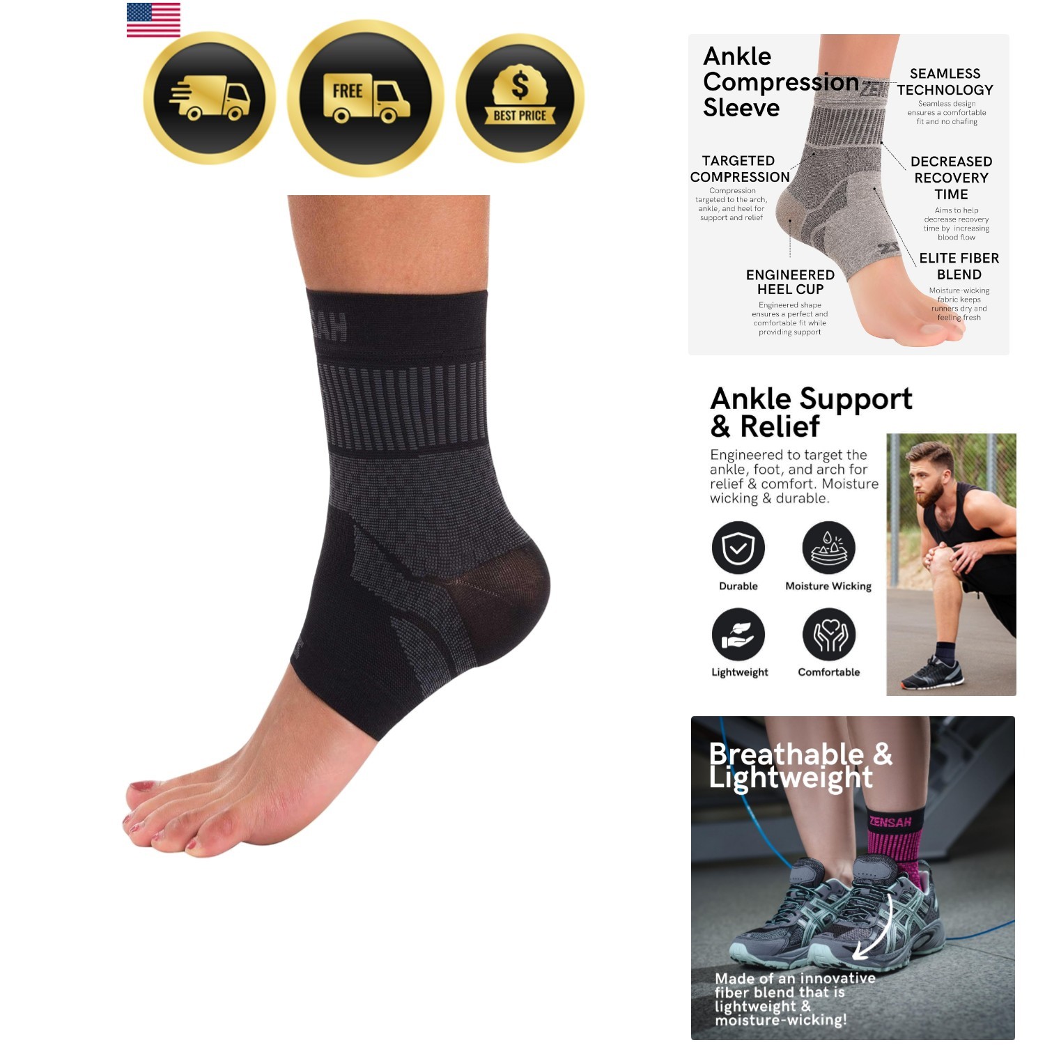 Ankle Support – Compression Ankle Brace – Running, Soccer, Sports – Ankle Sle…