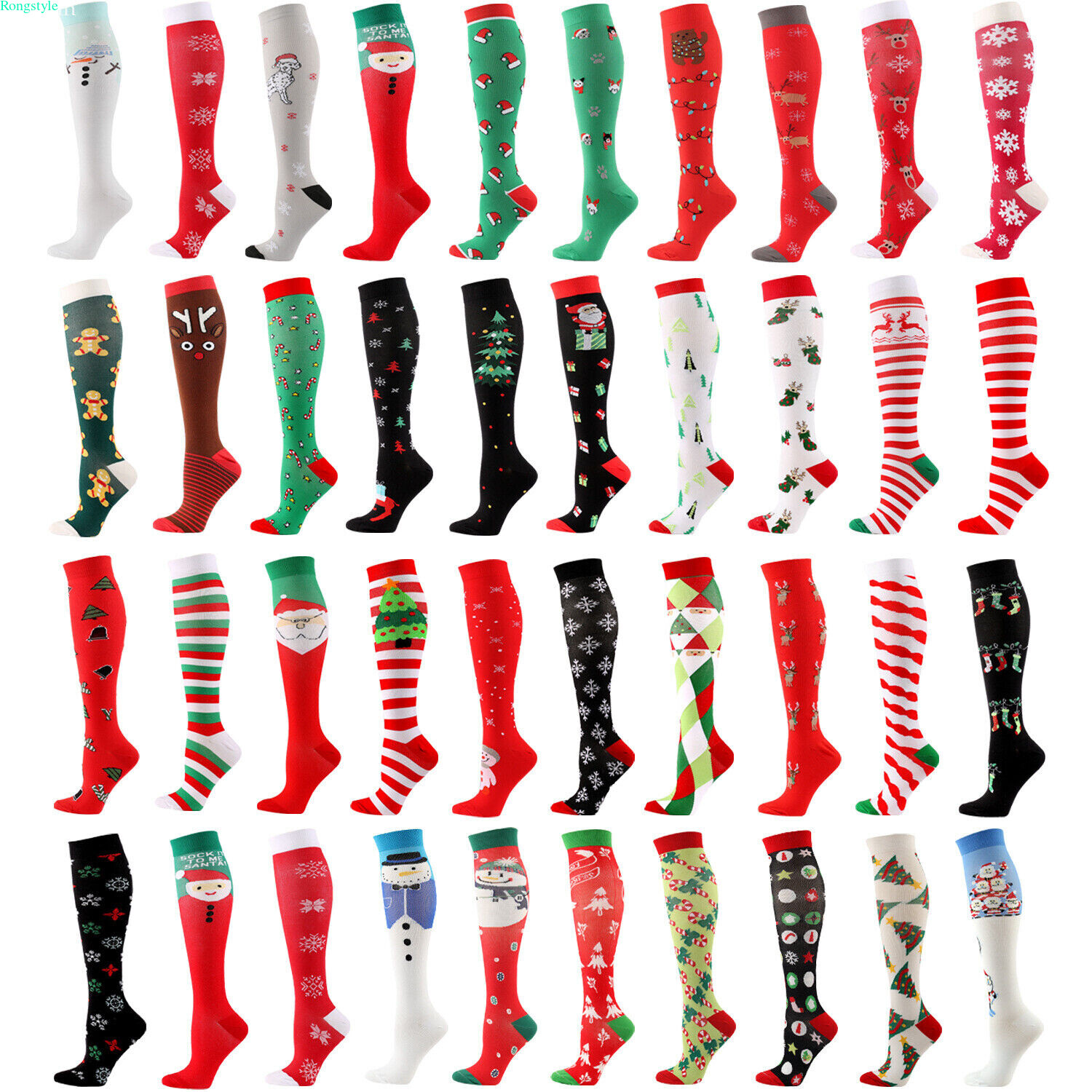 Compression Socks Stockings Womens Men Xmas Knee High Medical 20-30mmHG S/M-X/XL