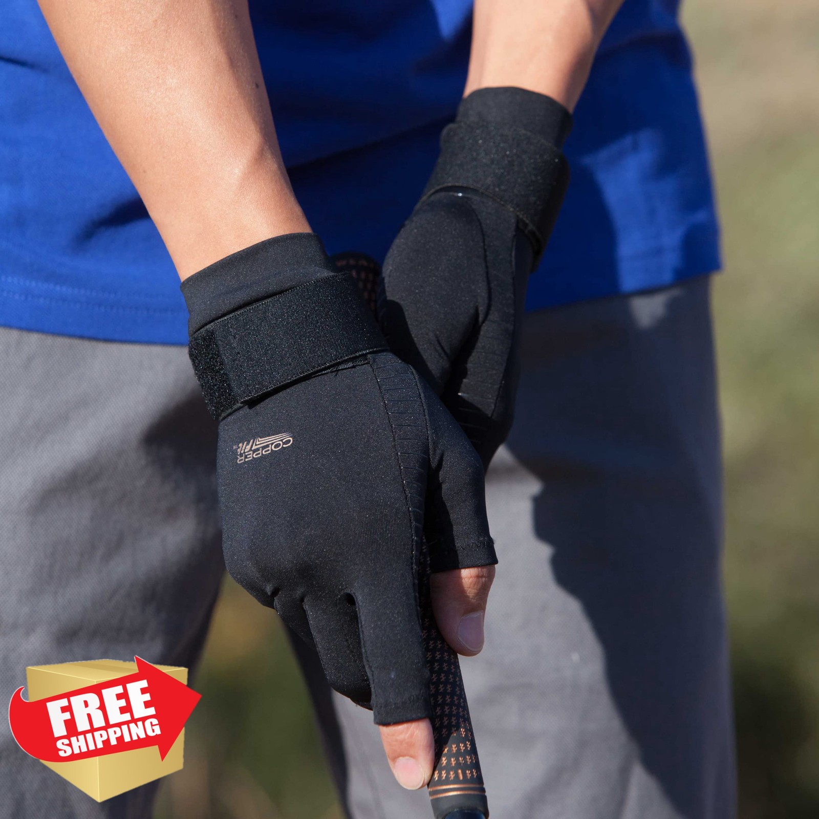 Copper Fit Hand Relief Compression Gloves Black Large-XLarge