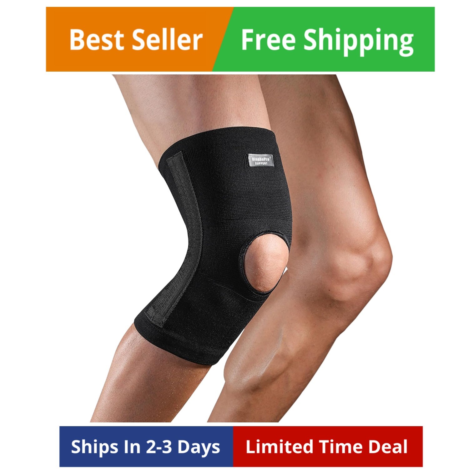 Bingbopro Professional Knee Brace with Stabilizer for Men Women,Compression Knee