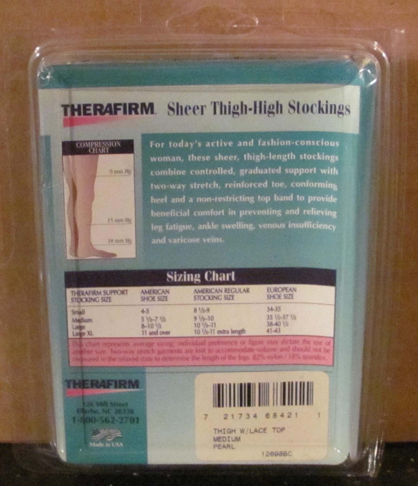 Therafirm Sheer Thigh-High Stockings 15-21 mm hg Medium Pearl #68421 (NEW!)