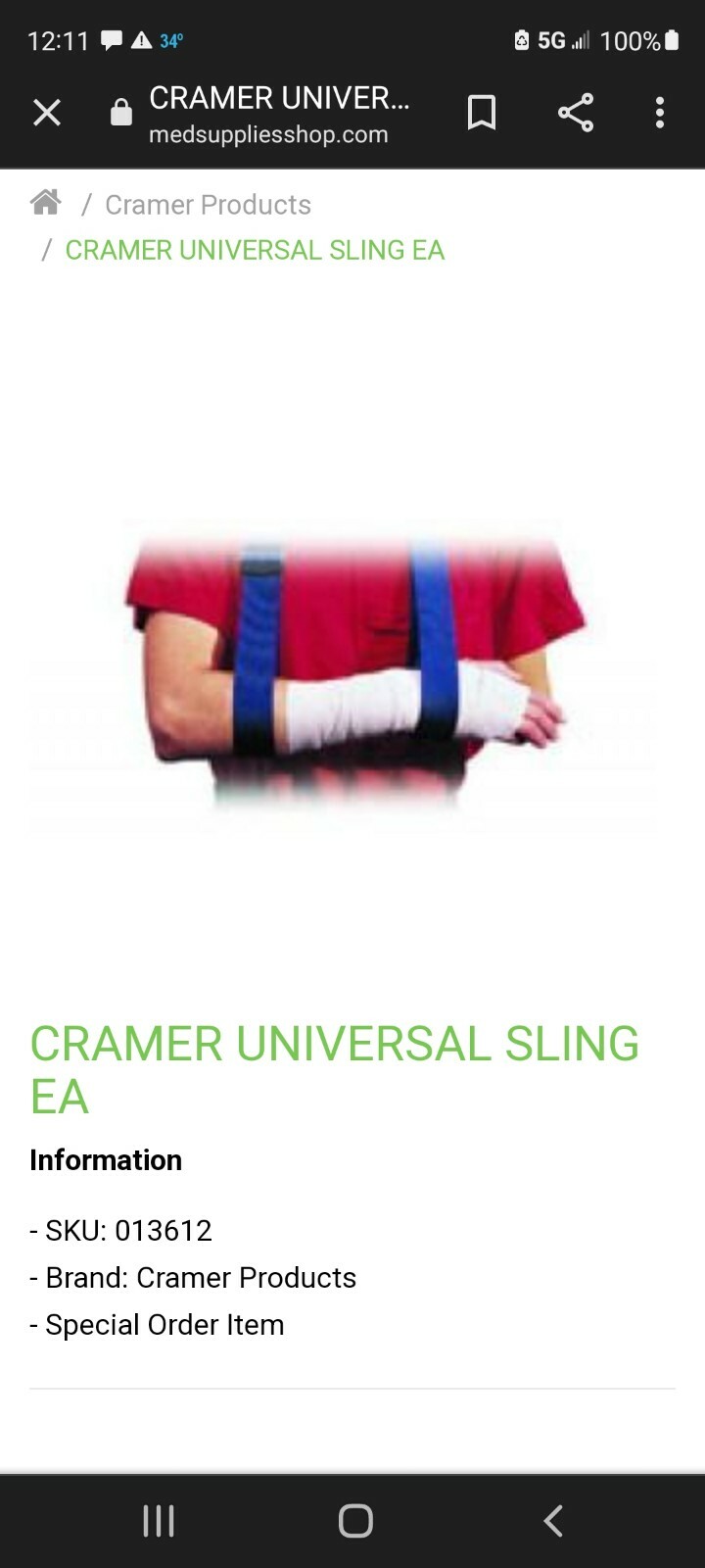 Forearm Arm Sling Shoulder Immobilizer Bracing High Support Strap Wrist Rest