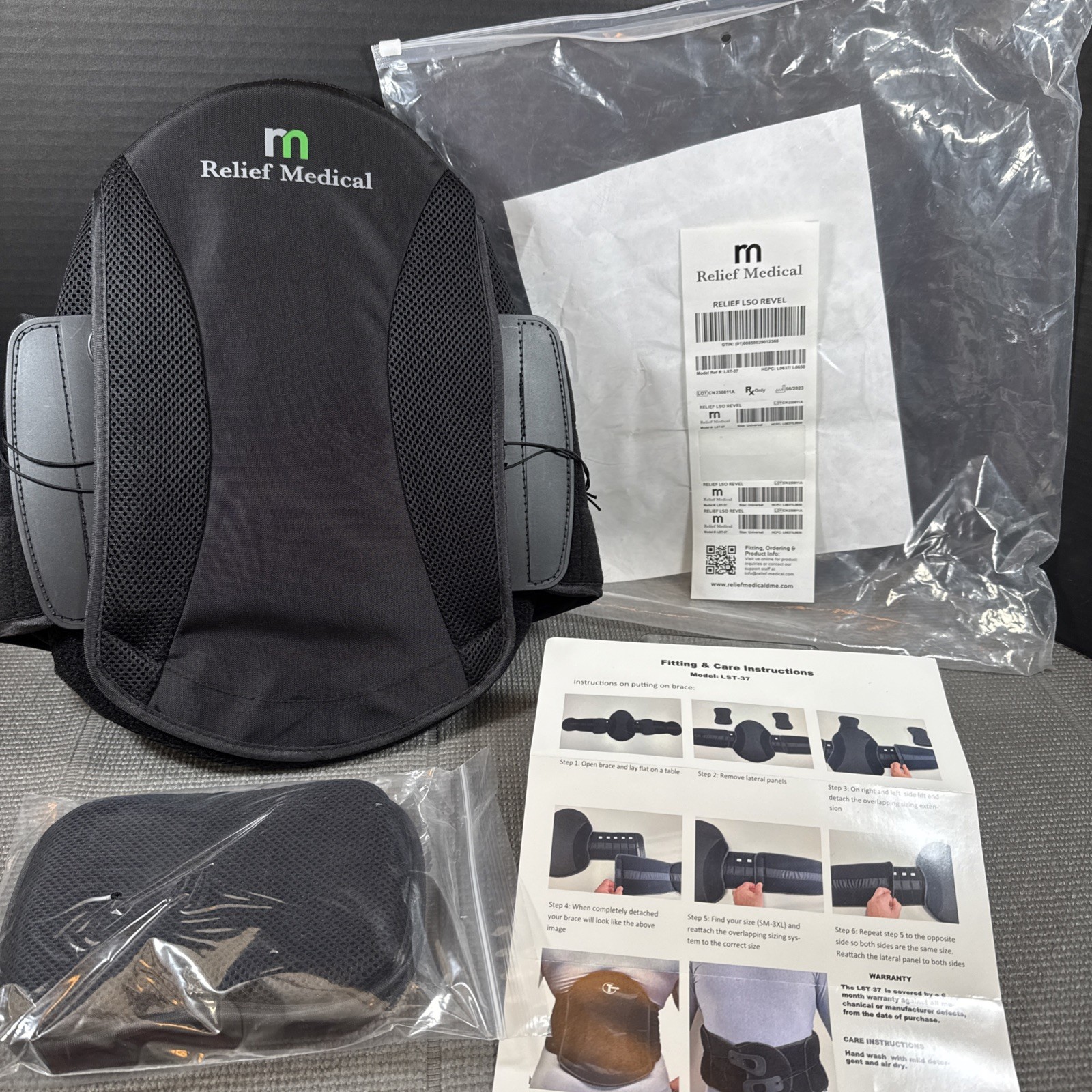 Back Brace Relief Medical LSO Revel LST-37 Compression Support New