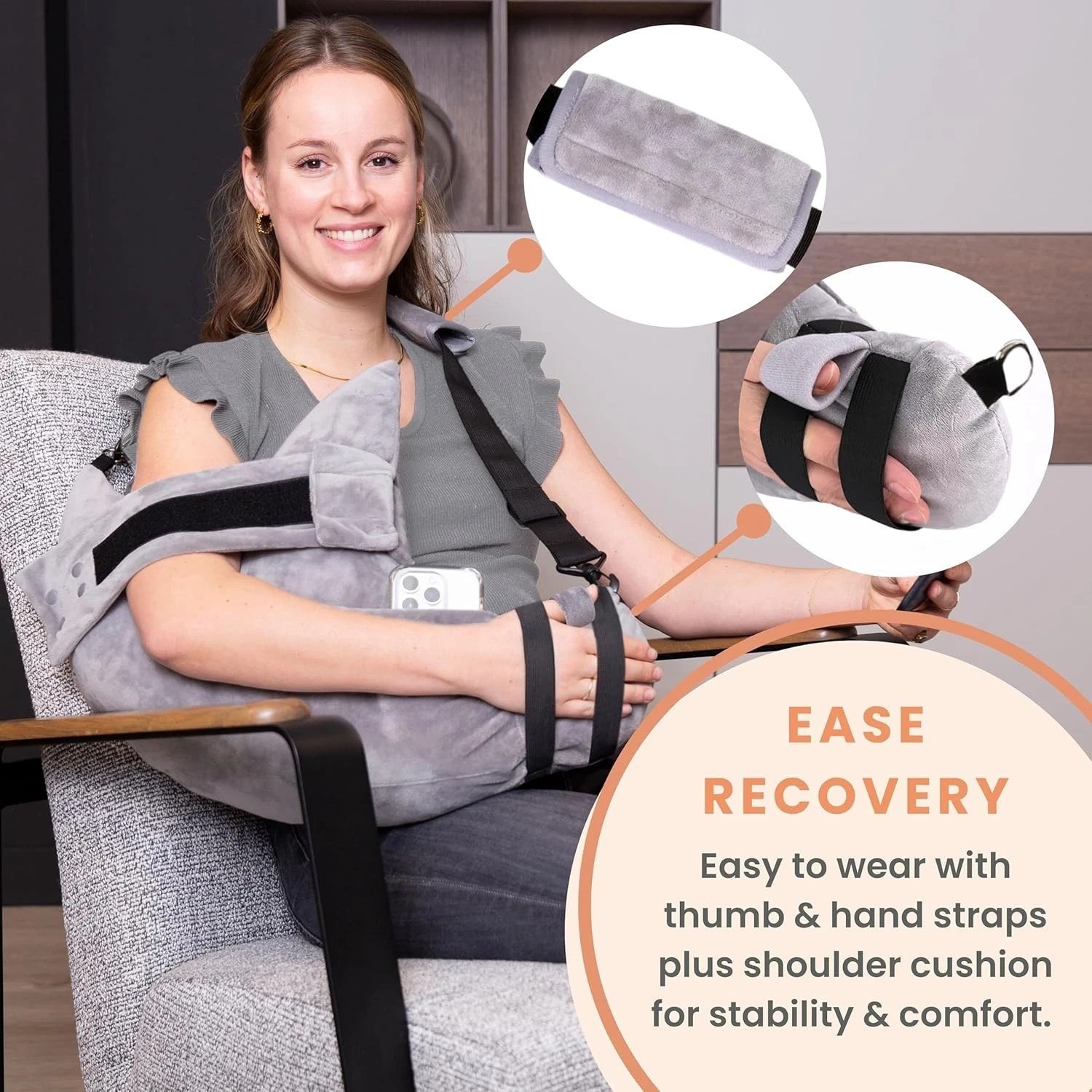 Moonlight Grey Arm Elevation Pillow for Shoulder Recovery Adjustable Features