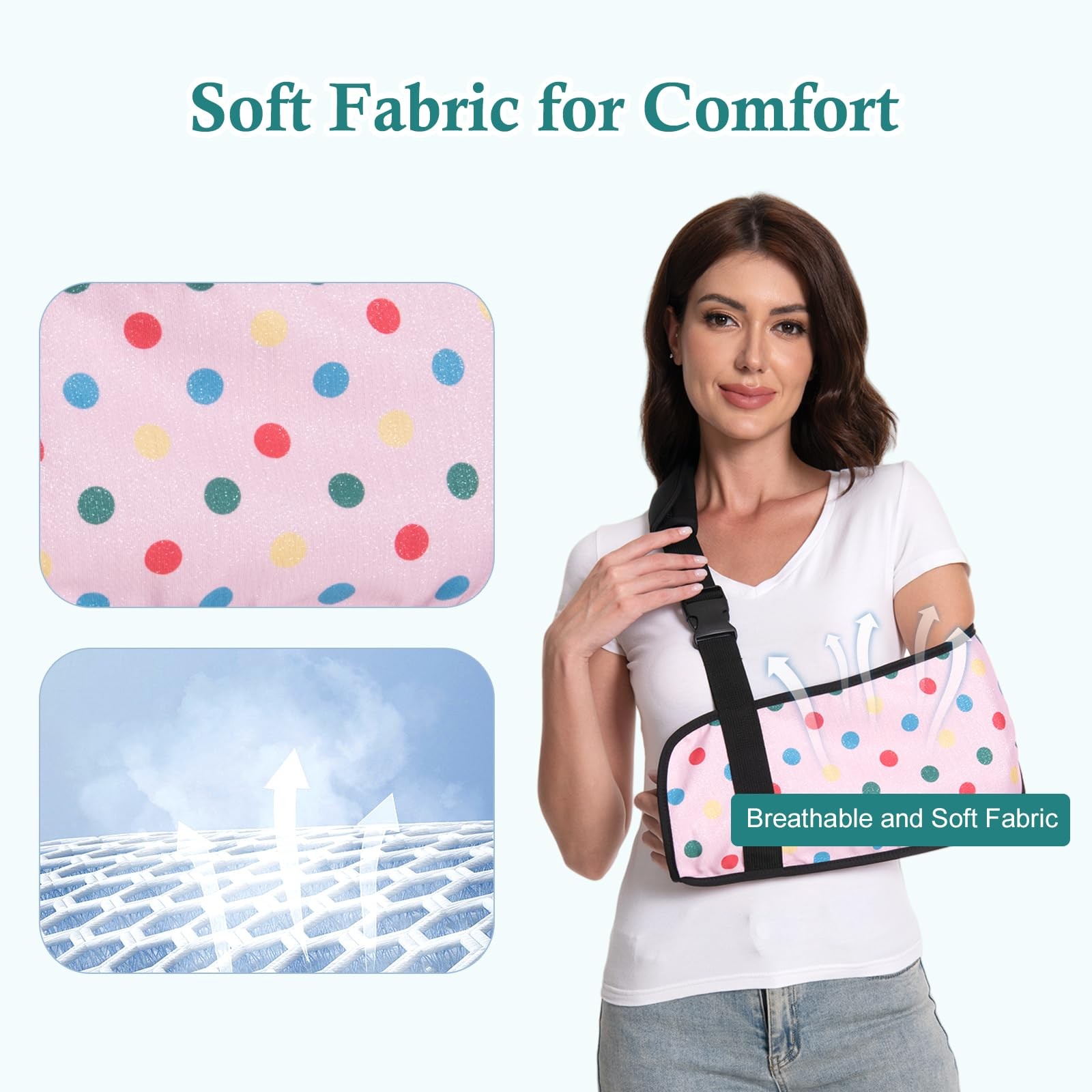 Pink Dot Print Arm Sling Broken Arm Torn Rotator Cuff Shoulder Support Brace
