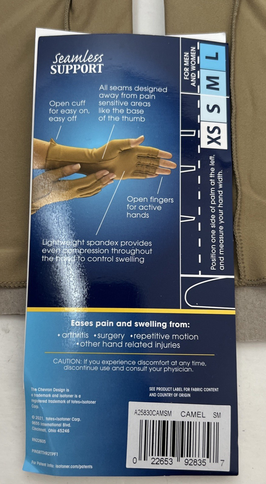 isotoner Gloves Arthritis Pain Compression Therapeutic Small Women Camel Color