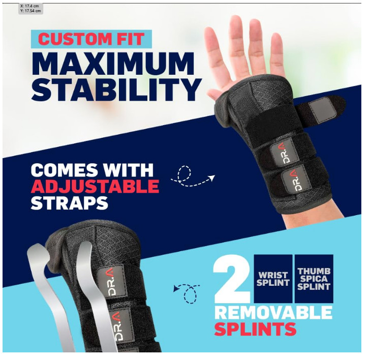 Hurmoya Wrist Brace Thumb Spica Splint Support for Carpal Tunnel