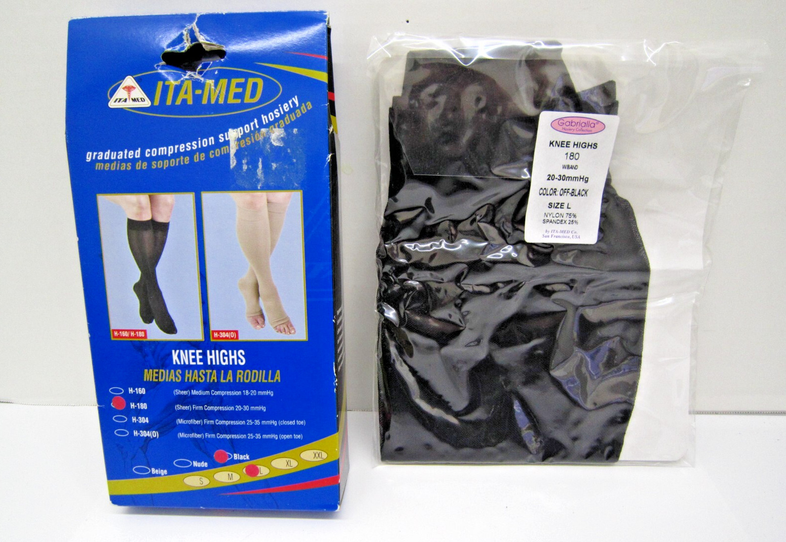 ITA-MED Compression Support Hosiery Knee High Sheer Close Toe {H-160 & H-180}