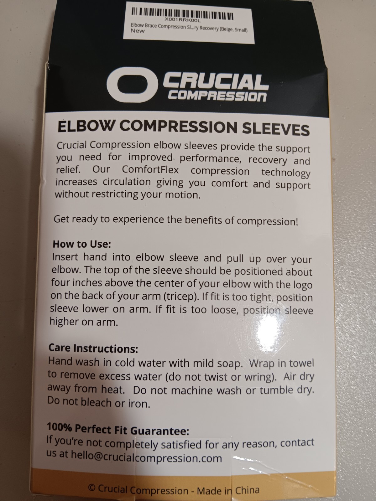Crucial Compression Elbow Sleeves 1 Pair Size Small Beige Comfort Flex Design