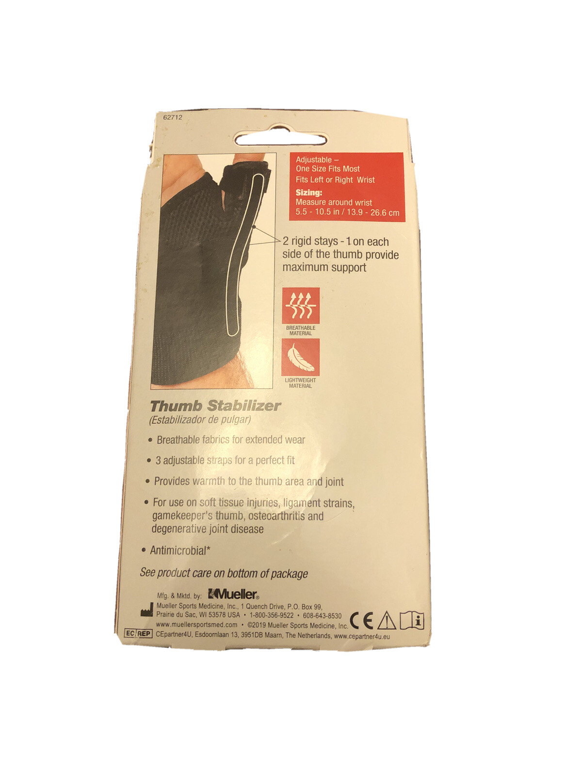 Mueller Reversible Thumb Stabilizer Black One Size Fits Most