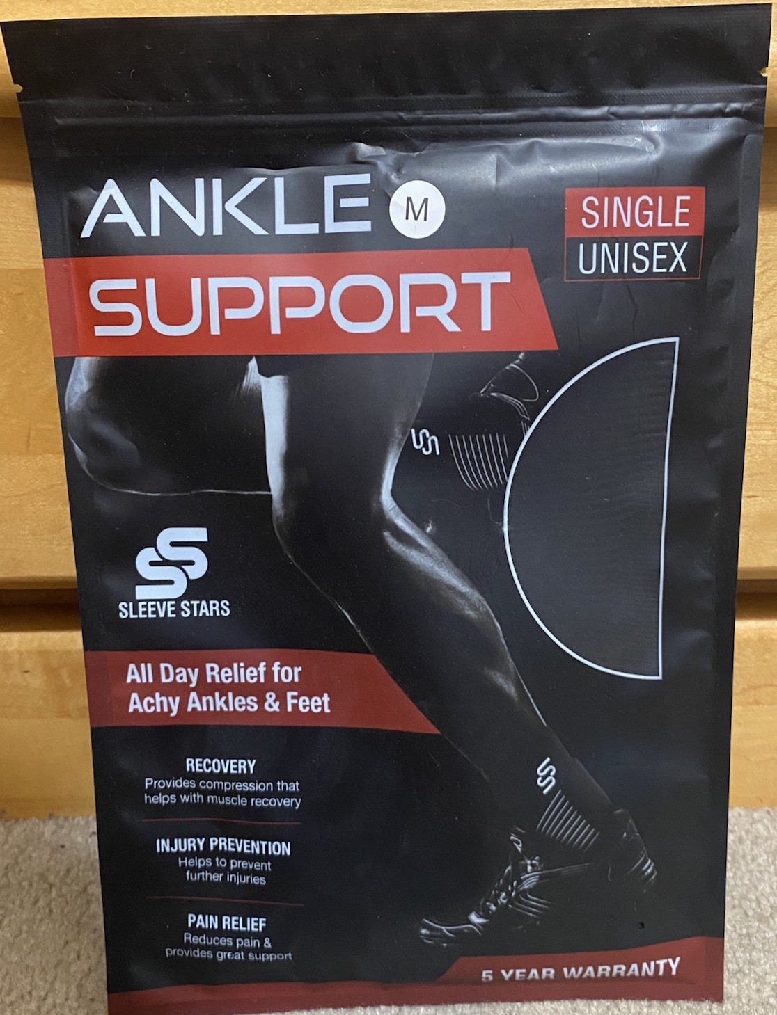 Sleeve Stars Ankle Support Compression Brace w/ Adjustable Strap Black M Unisex