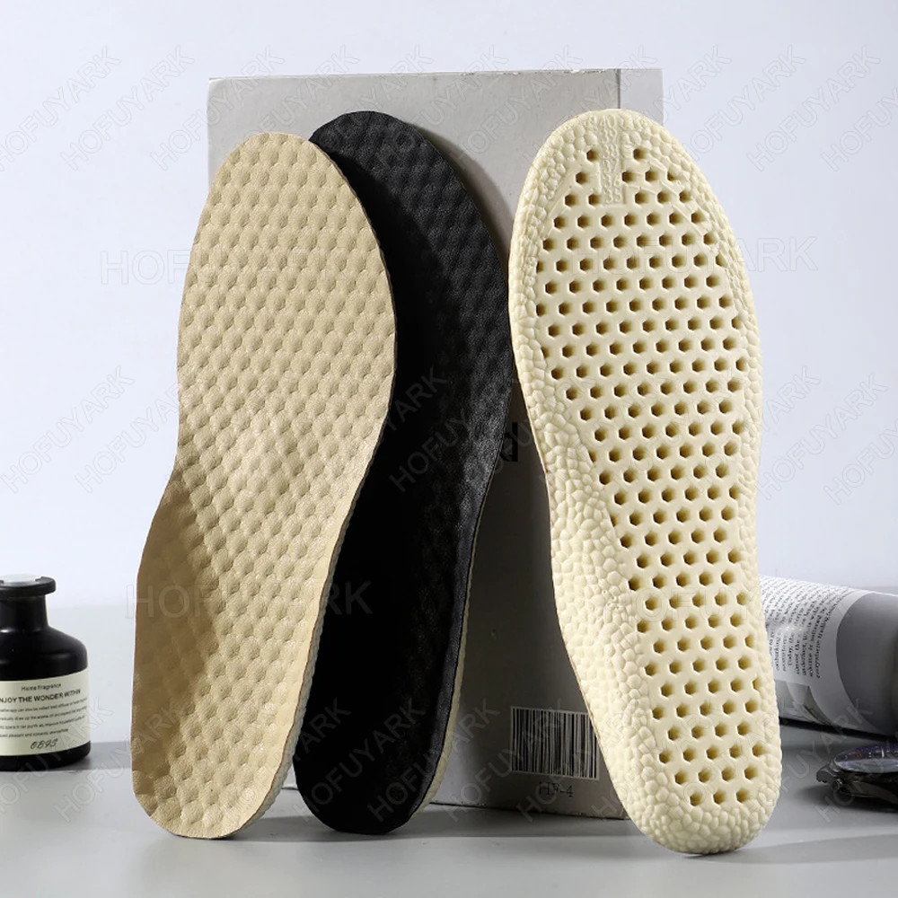 PU Sports Insoles for Sneakers Soft Leather Inner Soles Shock Absorption Breatha
