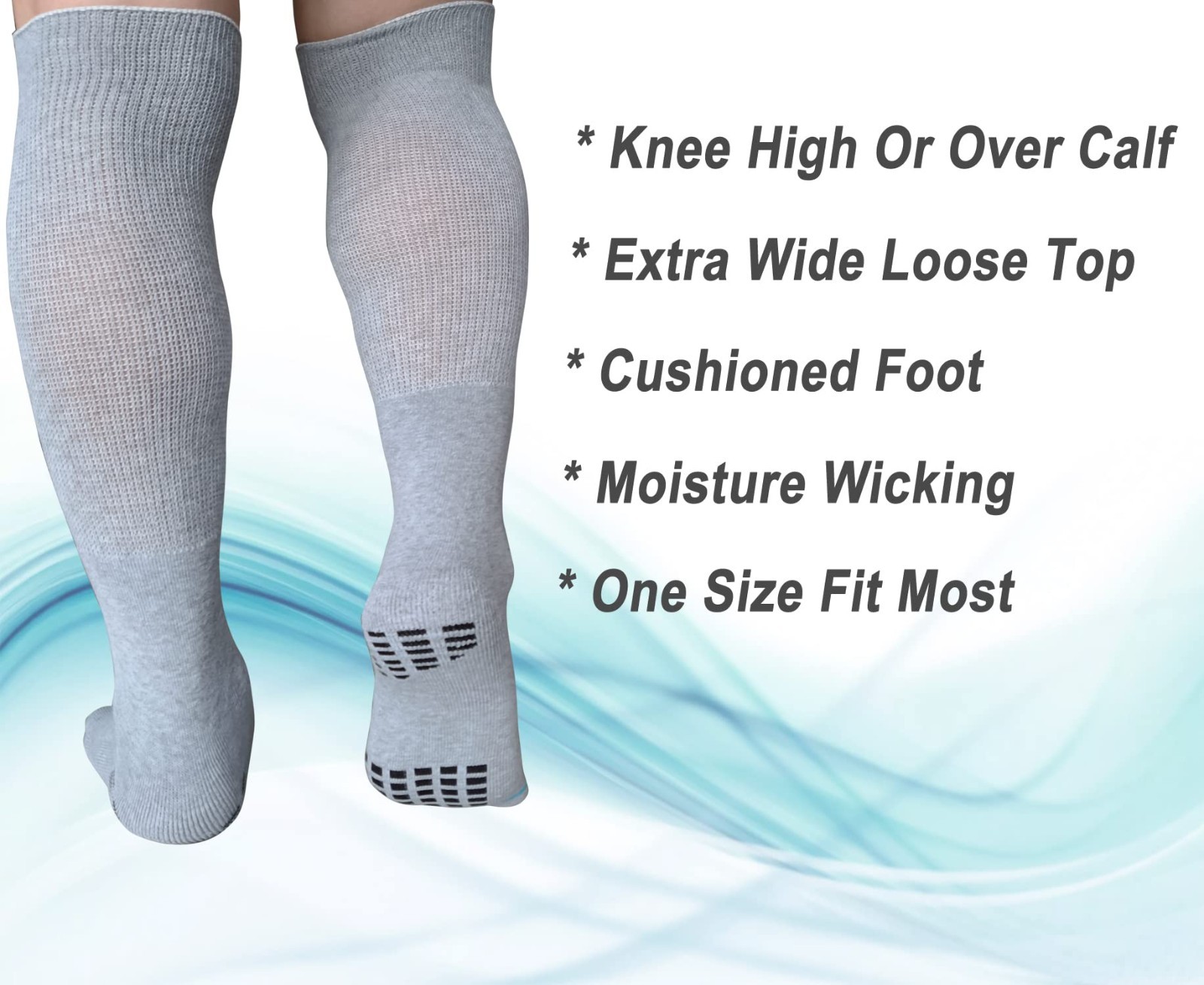 2 Pairs Knee High Walking Boot Socks for Orthopedic Brace & Fracture Boots