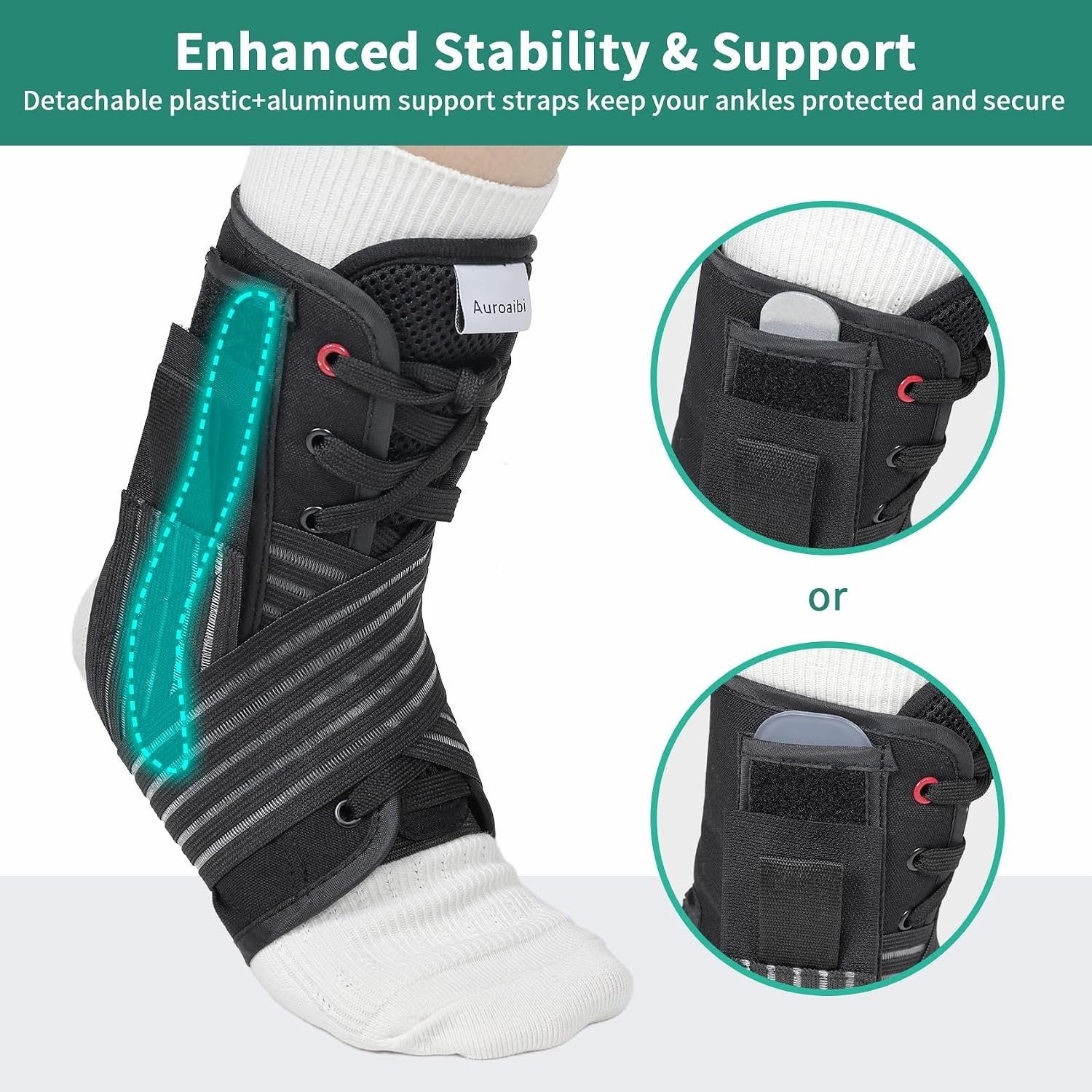 Ankle Brace for Women Men with Removable Side Splints, Lace Up Ankle Support …