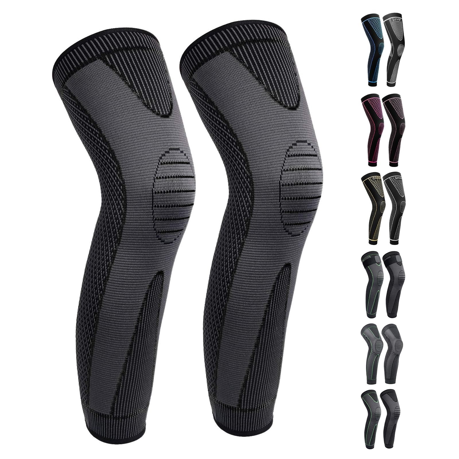 Full Leg Compression Sleeves – Long Knee 2X-Large (1 Pair), 01_Black