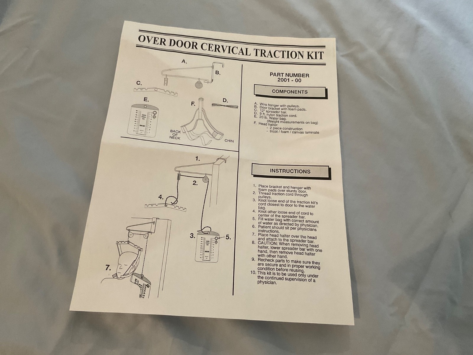 Vintage Universal Complete Overdoor Cervical Traction Kit