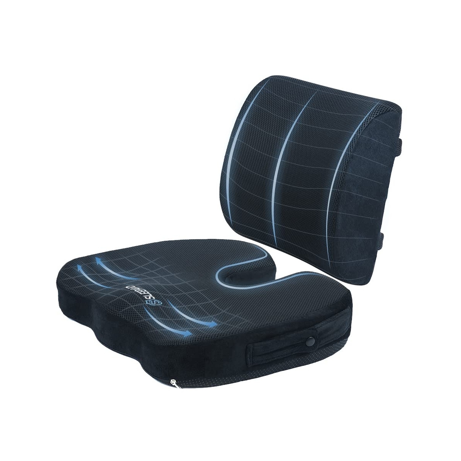 Sleepavo Memory Foam Seat Cushion for Office Chair-Orthopedic Back and Butt P…