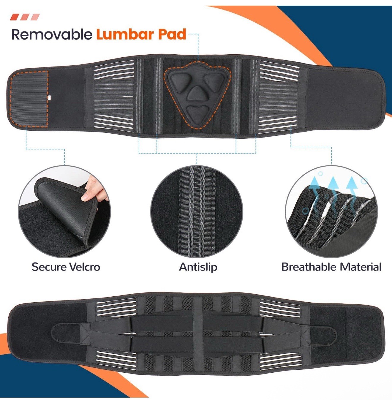 Breathable Waist Lumbar Lower Back Support Belt for Men Women Adult Back Brace