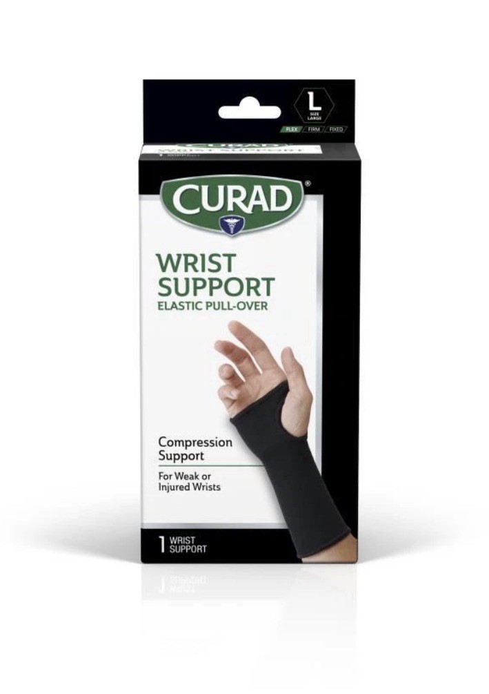 Curad Pull Over Elastic Wrist Support Size LARGE New Slight Damage On Box