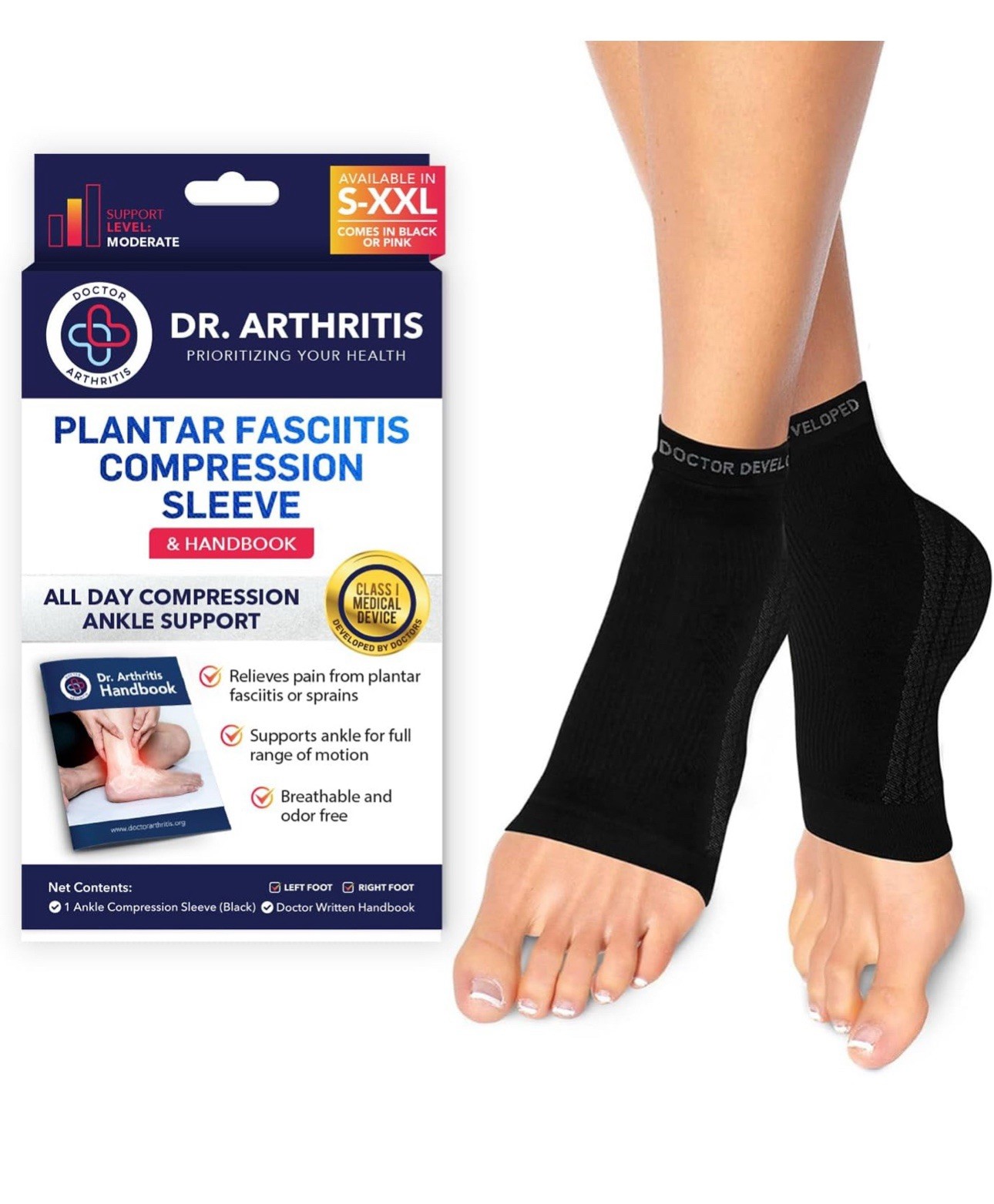 Dr. Arthritis Plantar Fasciitis Compression Sleeve & Handbook