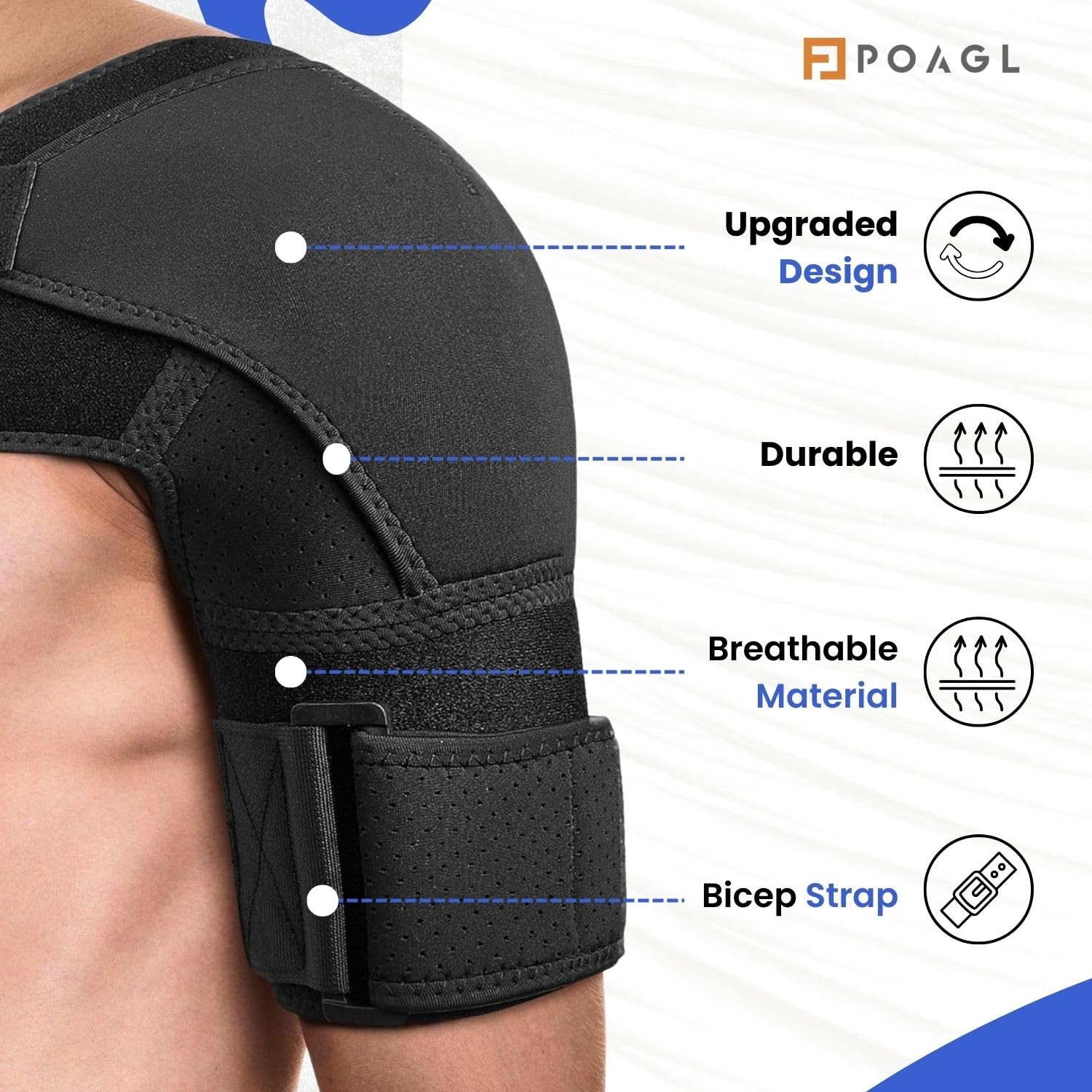 POAGL Shoulder Brace for Men Both Left and Right Arm | Pain Relief Torn Rotator