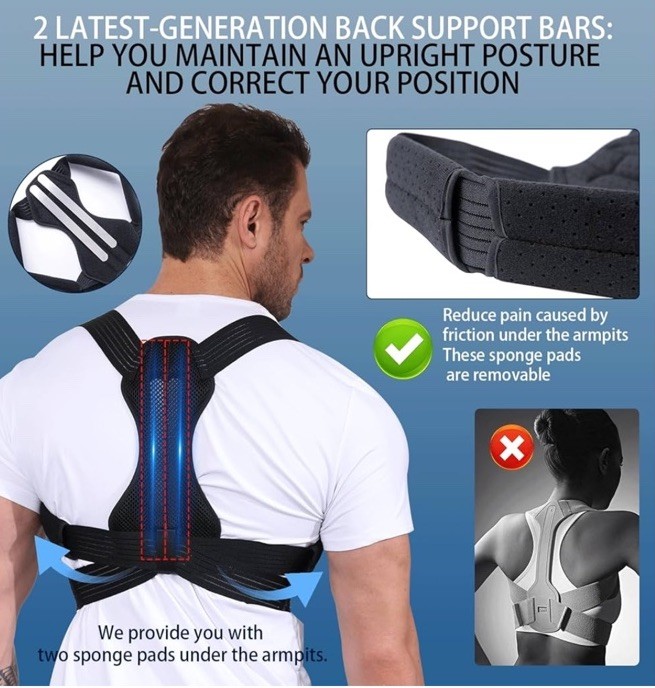 Lucketa Posture Corrector Unisex, Black Size Large
