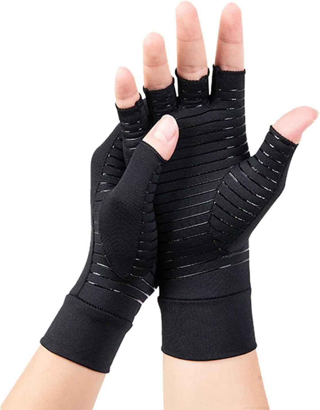 Copper Compression Gloves: Fingerless Arthritis Pain Relief for Carpal Tunnel, R