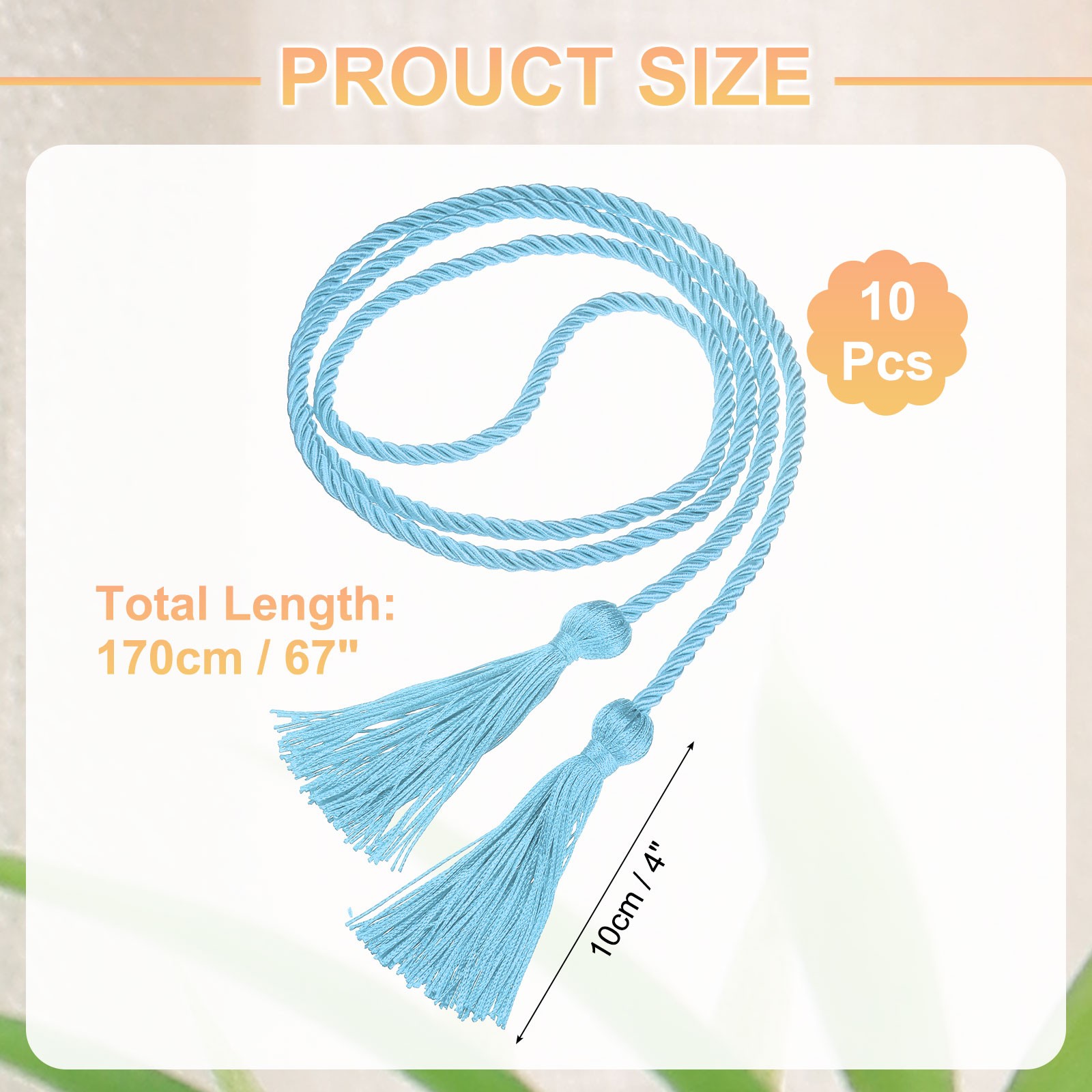 For 10 Pieces 67 Inch Sky Blue Polyester Graduate Cords
