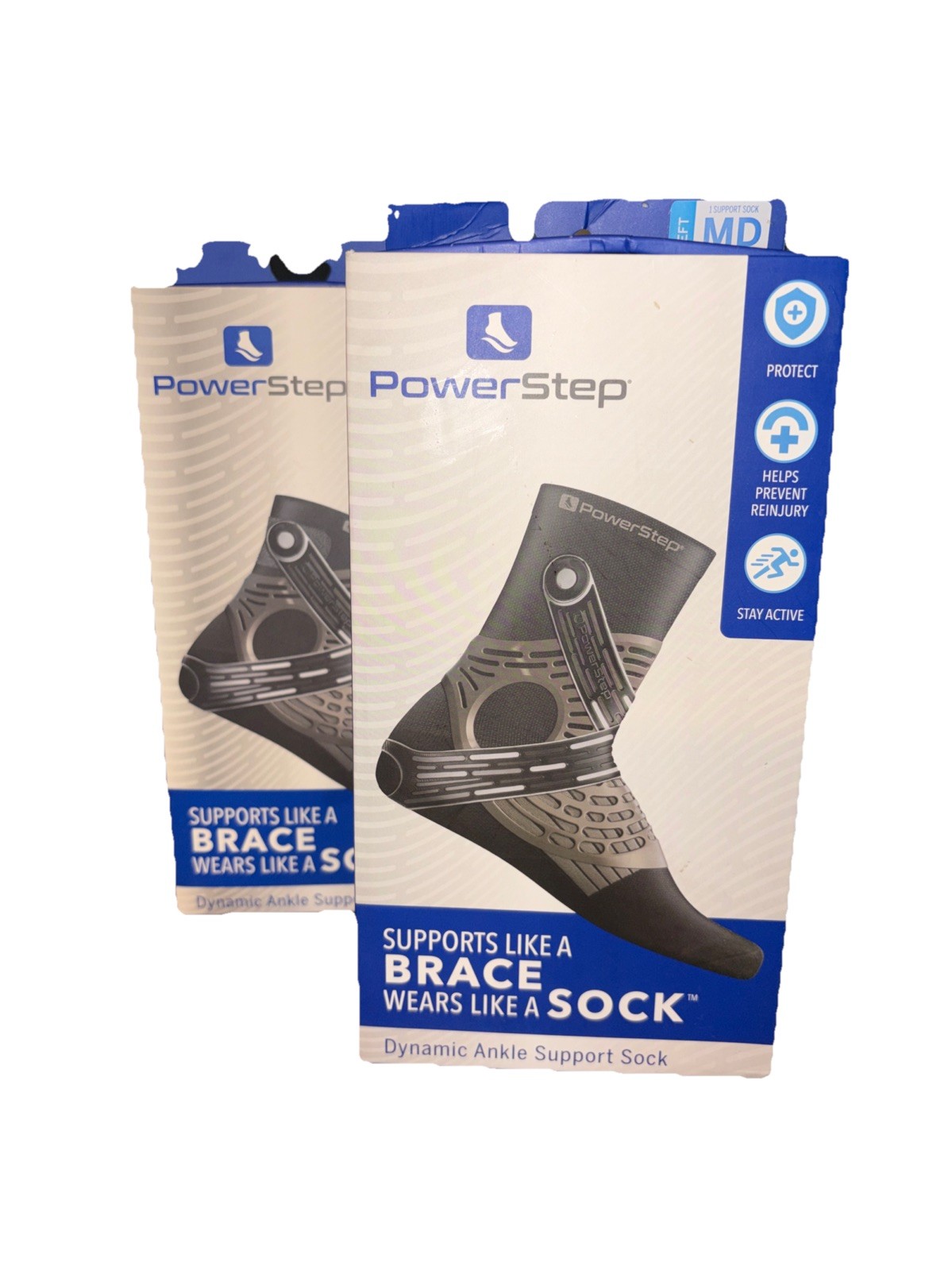 PowerStep Dynamic Ankle Support Sock Left MD Stabilization Black/Gray