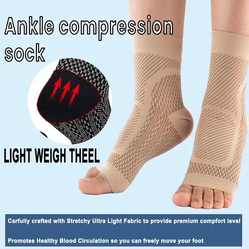 2x 20-30mmhg Compression Socks Plantar Fasciitis Foot Arch Ankle Support Brace..