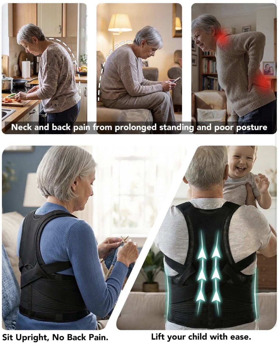 Advanced Full Back Brace Support for Upper & Lower Back, Spine & Neck Alignment