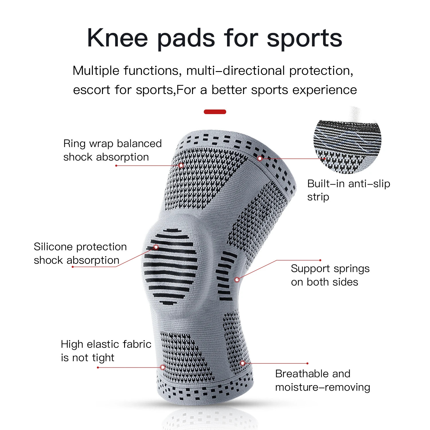 1Pcs Silicone Spring Full Knee Support Patella Medial Support Strong Meniscus